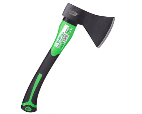 WilFiks Chopping Axe, 15” Camping Outdoor Hatchet for Wood Splitting and Kindling, Forged Carbon Steel Heat Treated Hand Maul Tool, Fiberglass Shock Reduction Handle with Anti-Slip Grip