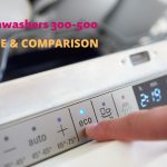 a human hand from right side touches the dishwasher panel for operation