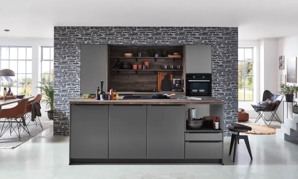 centric look of charcoal grey kitchen
