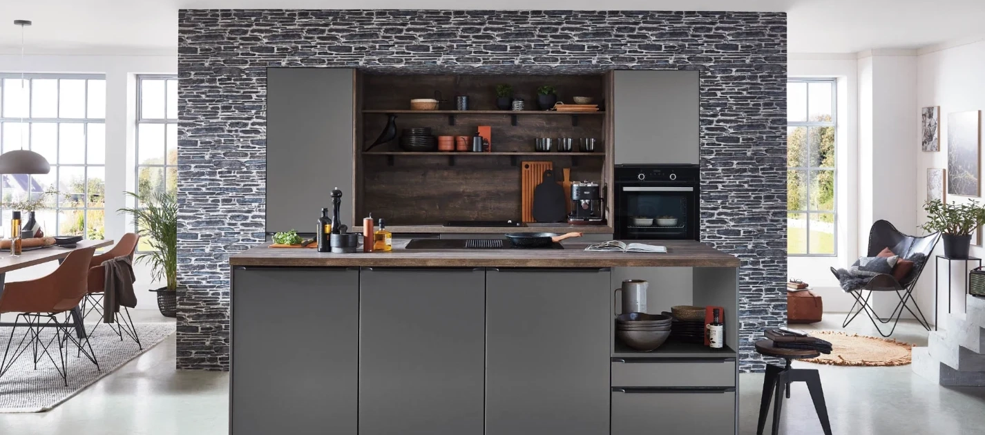 centric look of charcoal grey kitchen