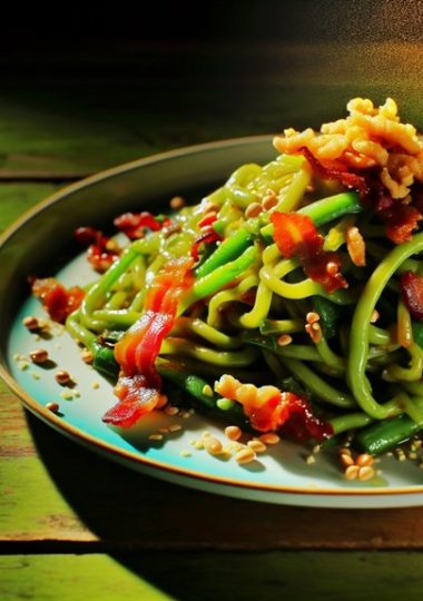 bacon infused mung bean noodles