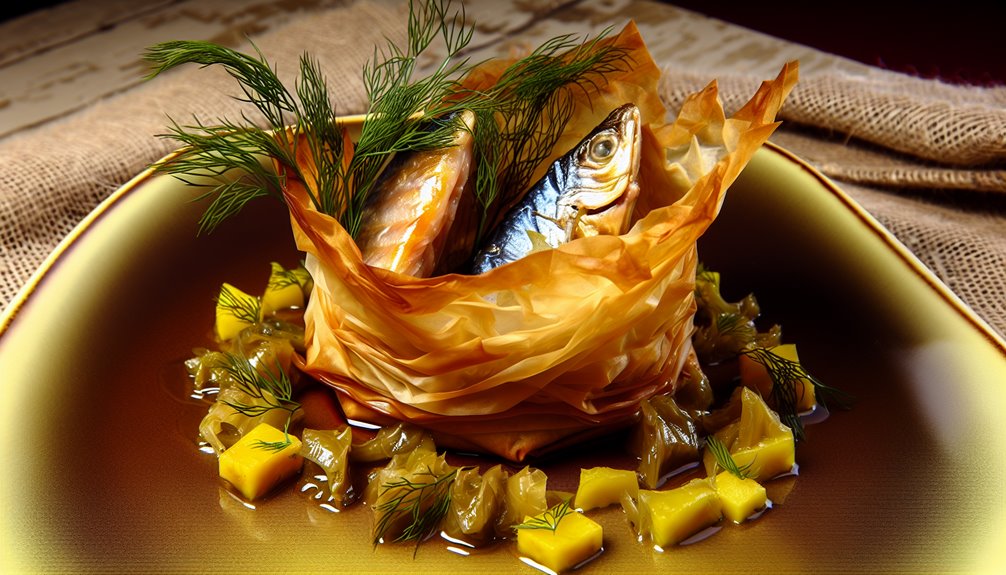 crispy fish in filo
