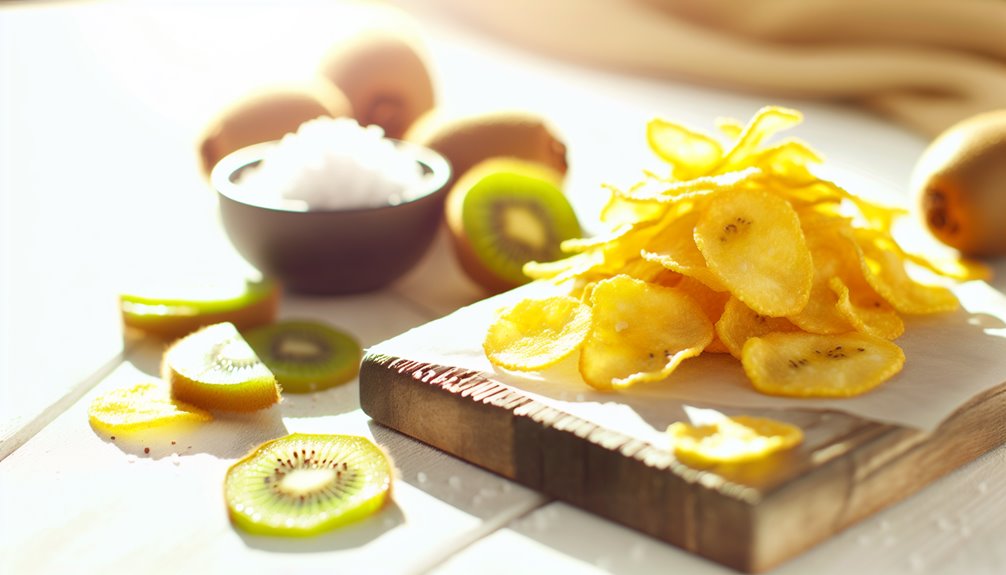 crispy golden kiwi chips