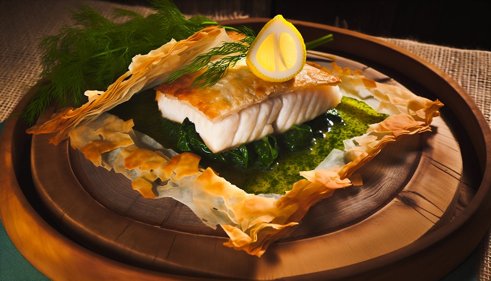 halibut wrapped in filo