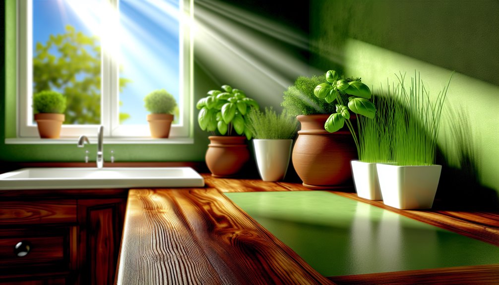 herb pots in kitchen