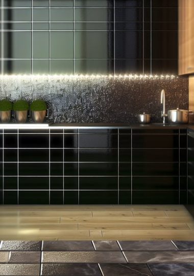 stylish black kitchen tiles
