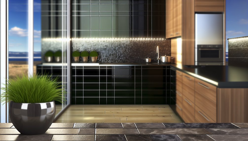 stylish black kitchen tiles