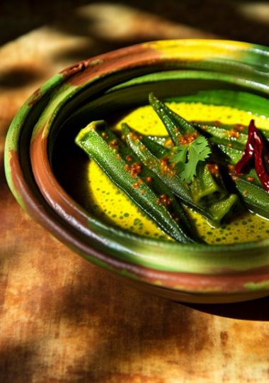 yellow curry okra dish